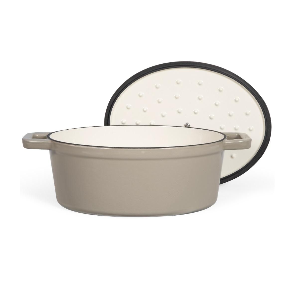 LIVOO Cocotte ovale en fonte 29cm beige - MEP129G