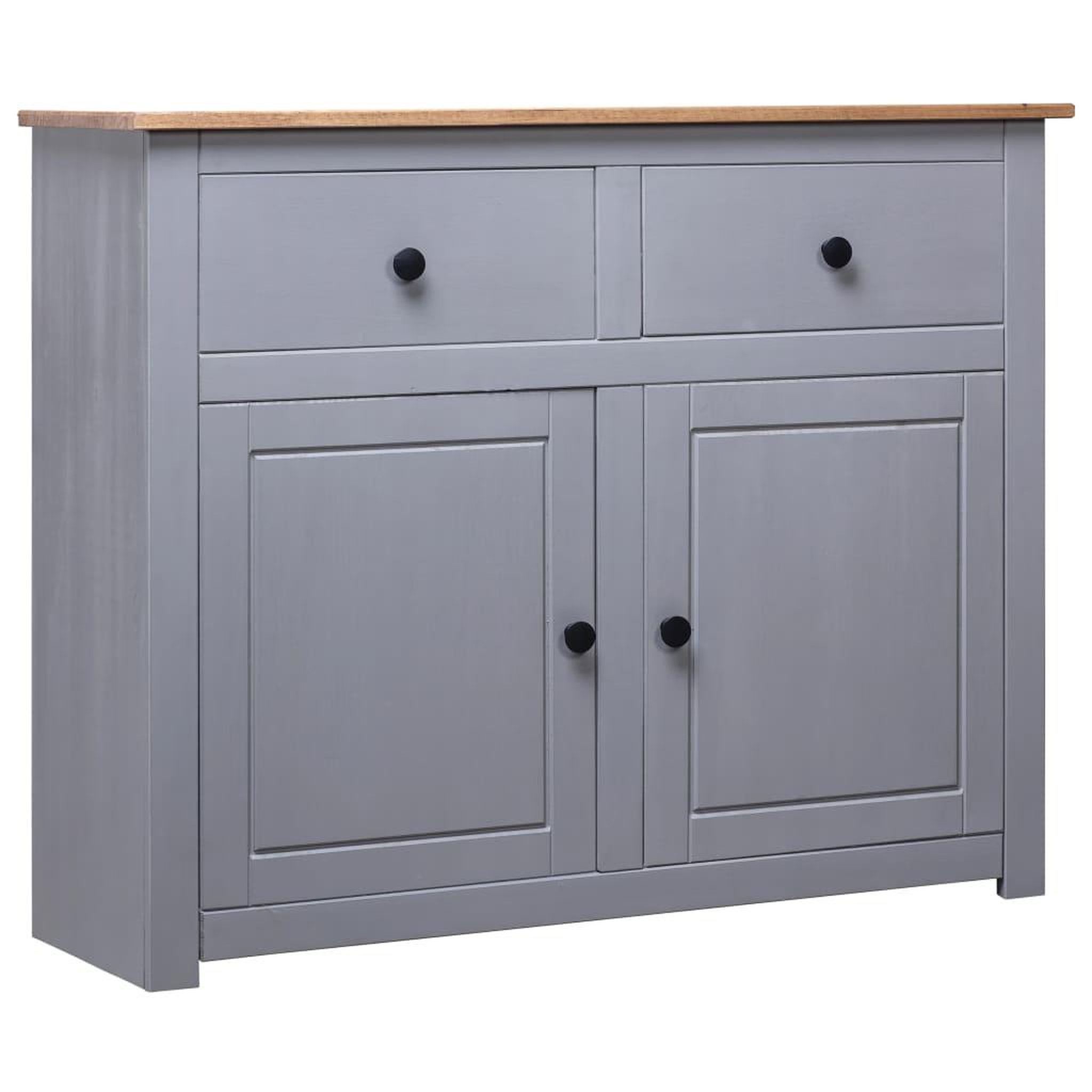 Voir la diapositive 1 : VIDAXL Buffet Gris 93x40x80 cm Pin solide Assortiment Panama