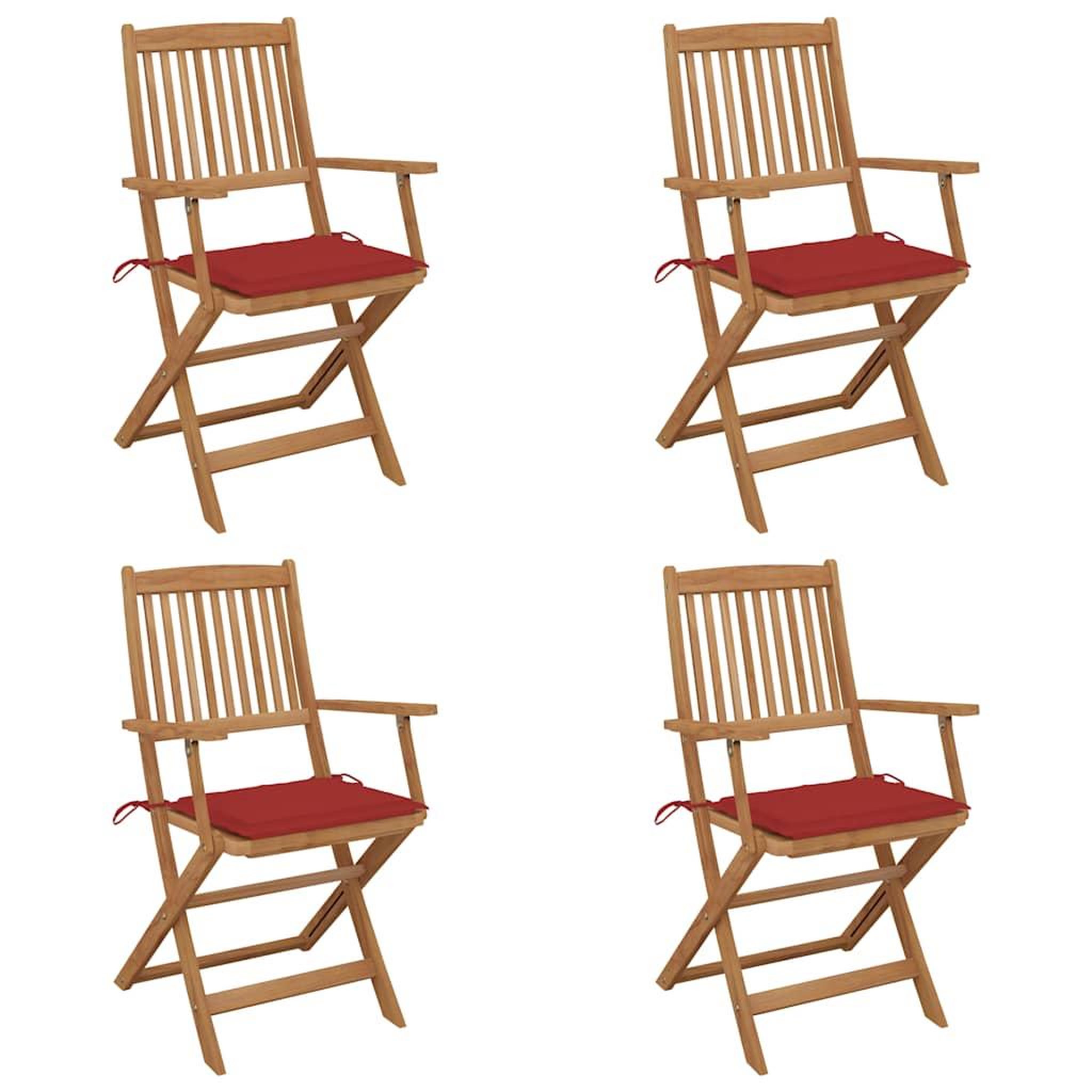 VIDAXL Chaises pliables de jardin lot de 4 avec coussins Bois d'acacia