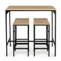 Voir la diapositive 3 : ID MARKET Ensemble table haute de bar DETROIT 100 cm et 4 tabourets bois et métal noir design industriel