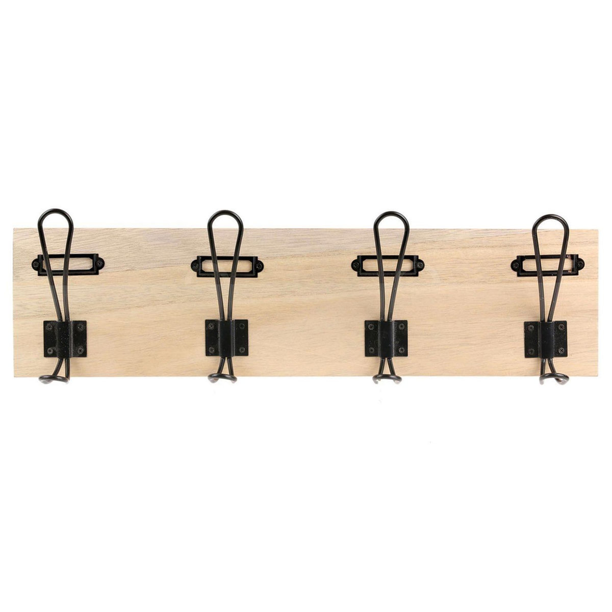 The Home Deco Factory Porte-manteau mural 4 accroches en MDF et Métal - L.48xH.14 cm - Noir