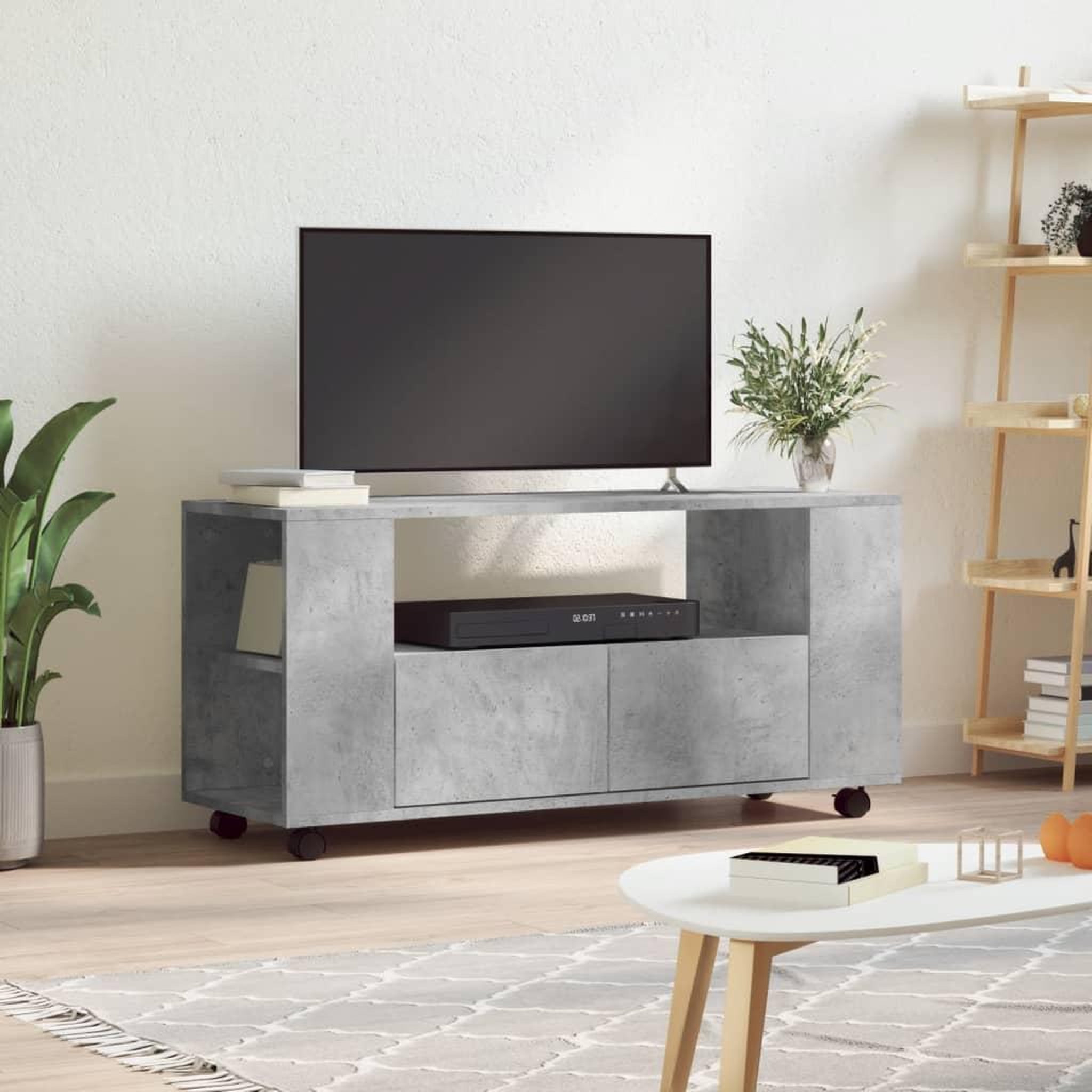 VIDAXL Meuble TV gris beton 102x34,5x43 cm bois d'ingenierie