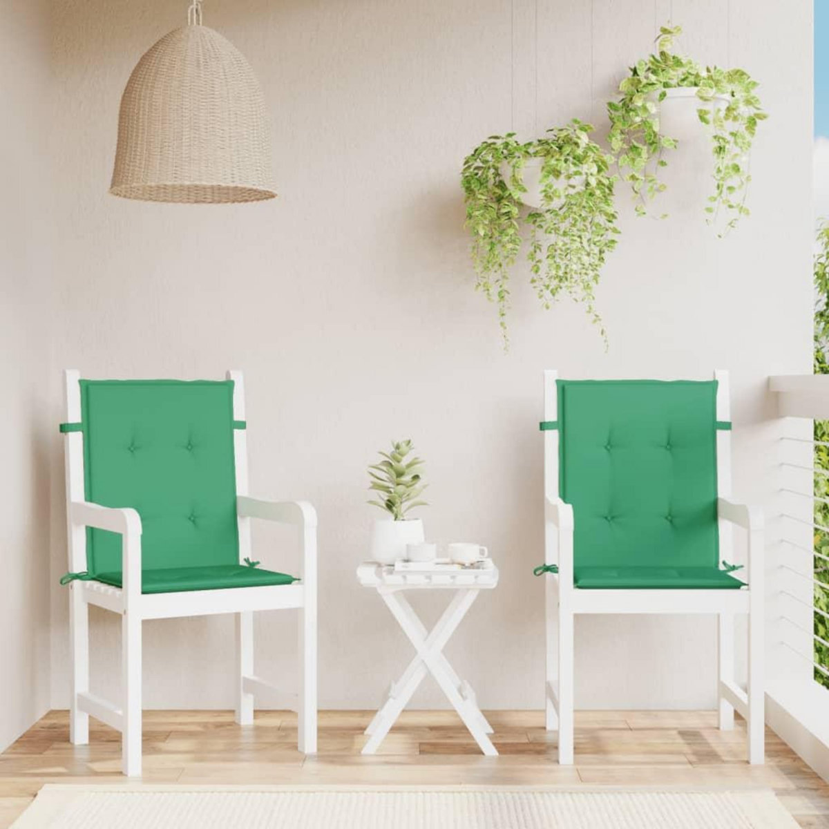 VIDAXL Coussins de chaise de jardin a dossier bas lot de 2 vert