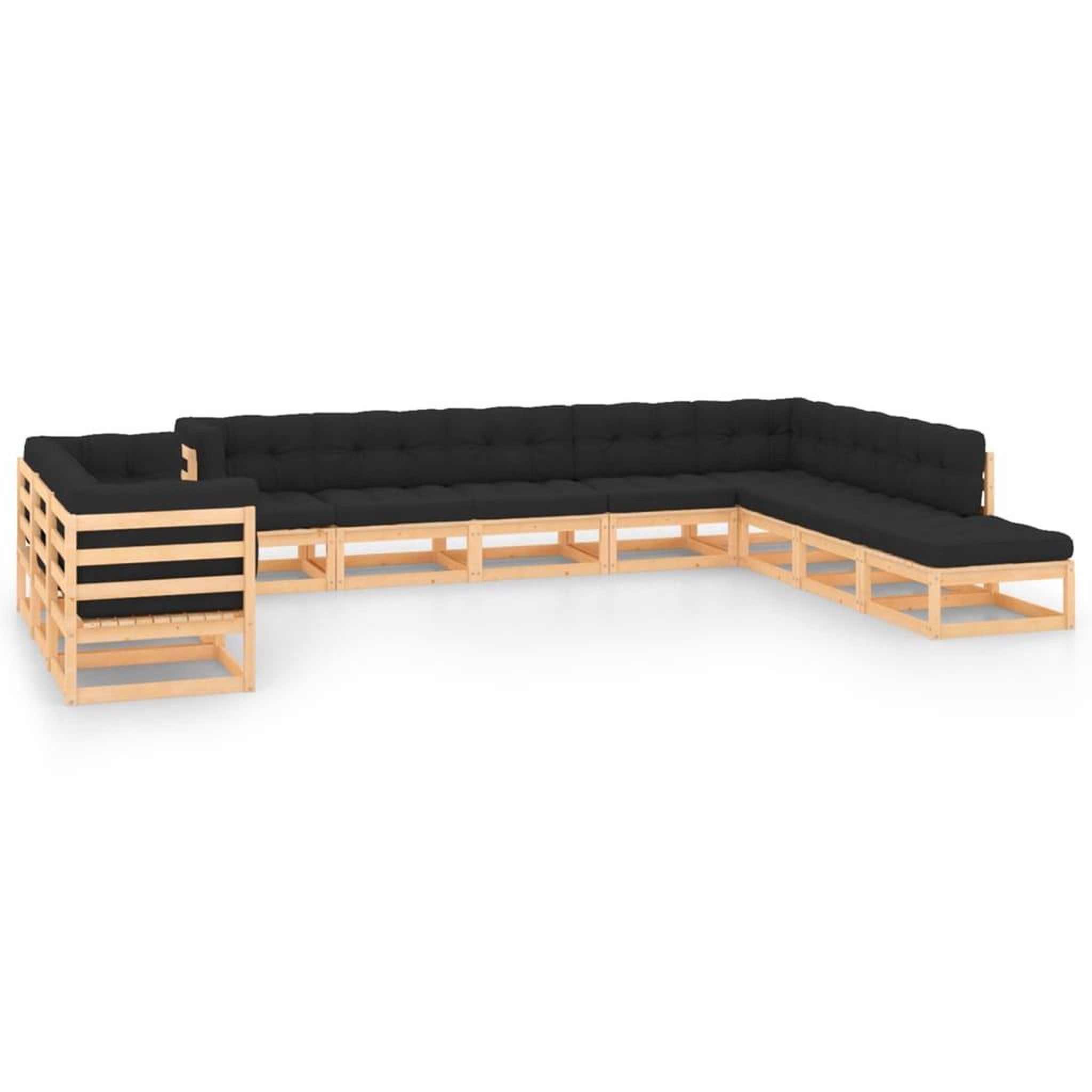 Voir la diapositive 1 : VIDAXL Salon de jardin 11 pcs avec coussins anthracite Pin massif