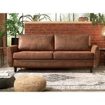 LISA DESIGN Dan - canapé droit 3 places convertible - style industriel - avec coffre de rangement. Coloris disponibles : Marron