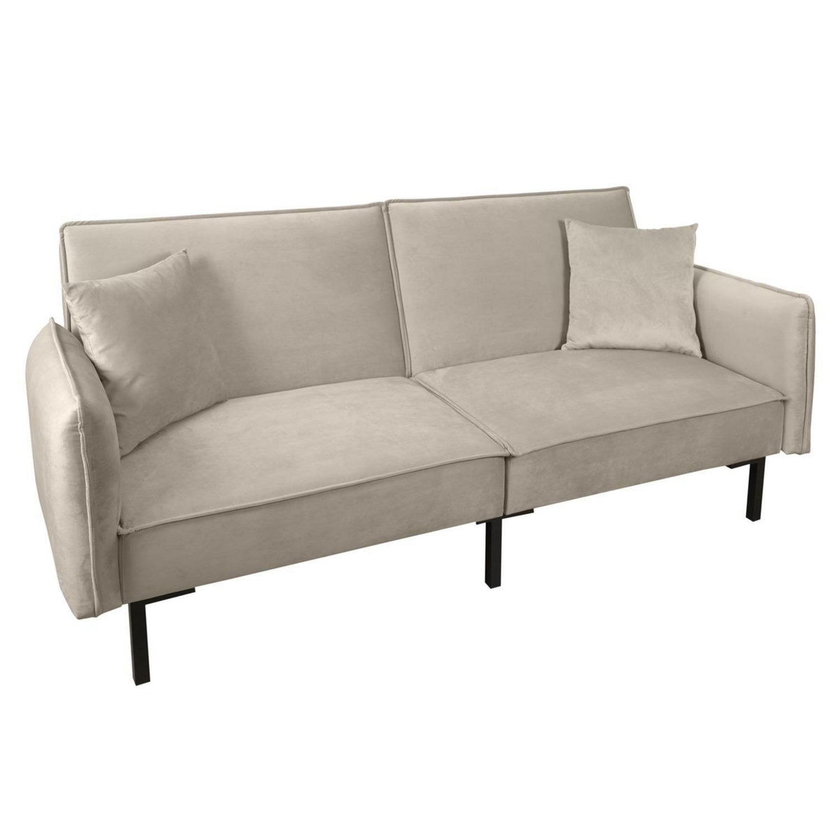 The Home Deco Factory Canapé convertible en velours Risor  - 3 Places - Taupe