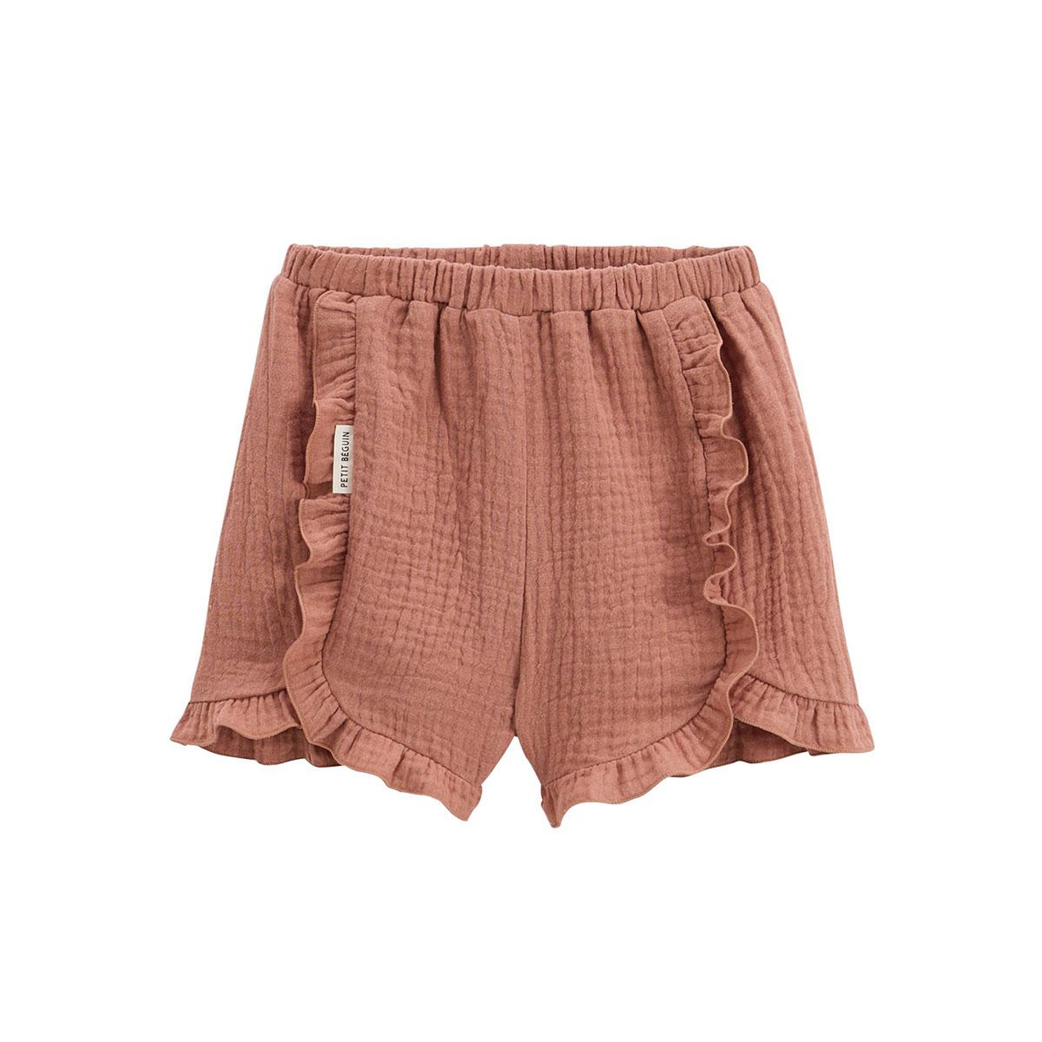 PETIT BEGUIN Short enfant en gaze de coton arizona. Coloris disponibles : Orange