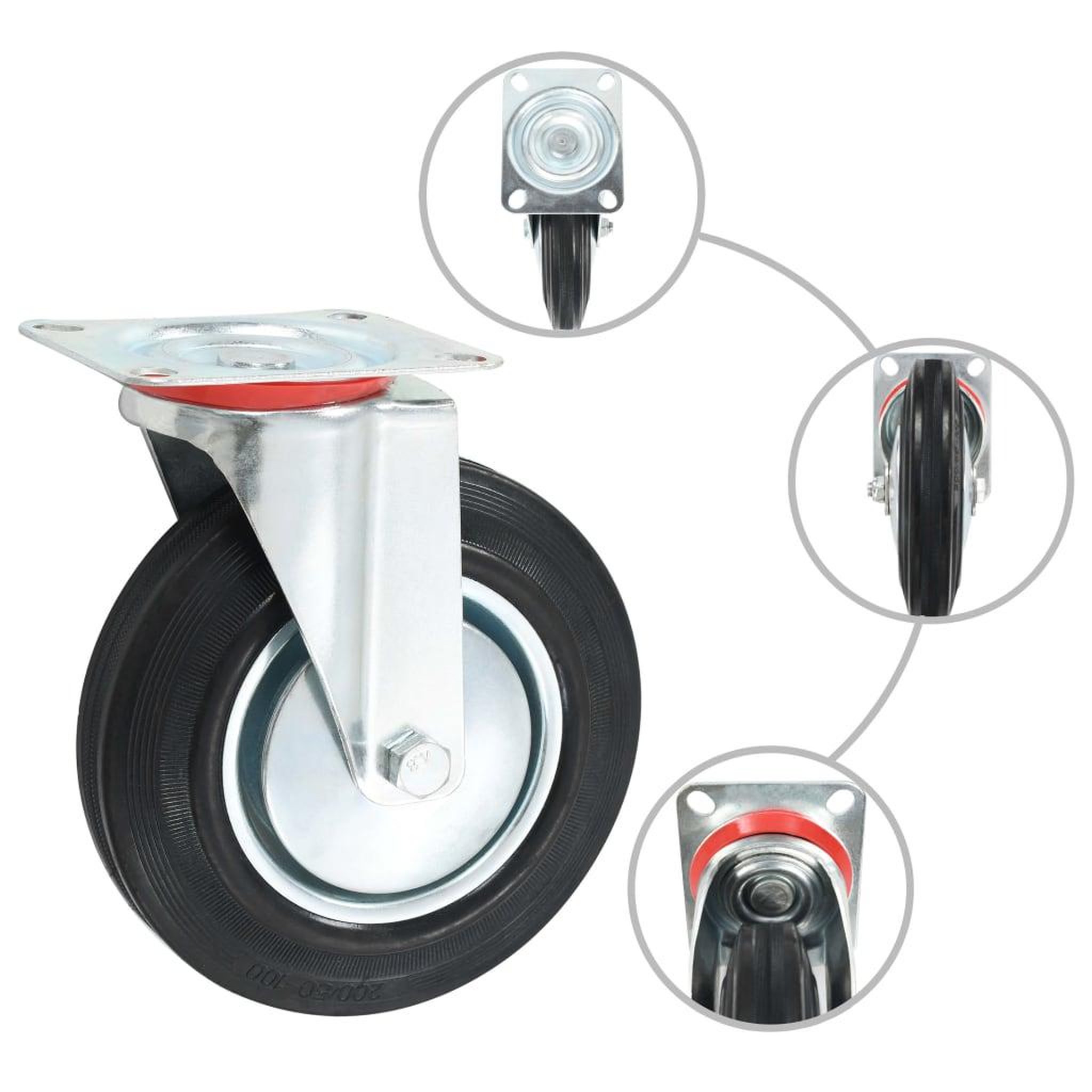 Voir la diapositive 2 : VIDAXL Roulettes pivotantes 4 pcs 200 mm