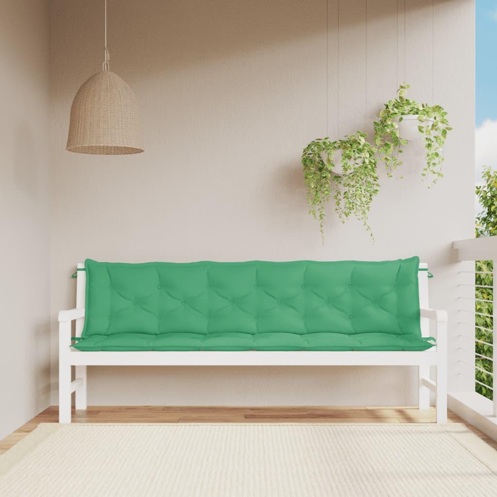VIDAXL Coussins de banc jardin lot de 2 vert 200x50x7 cm tissu Oxford