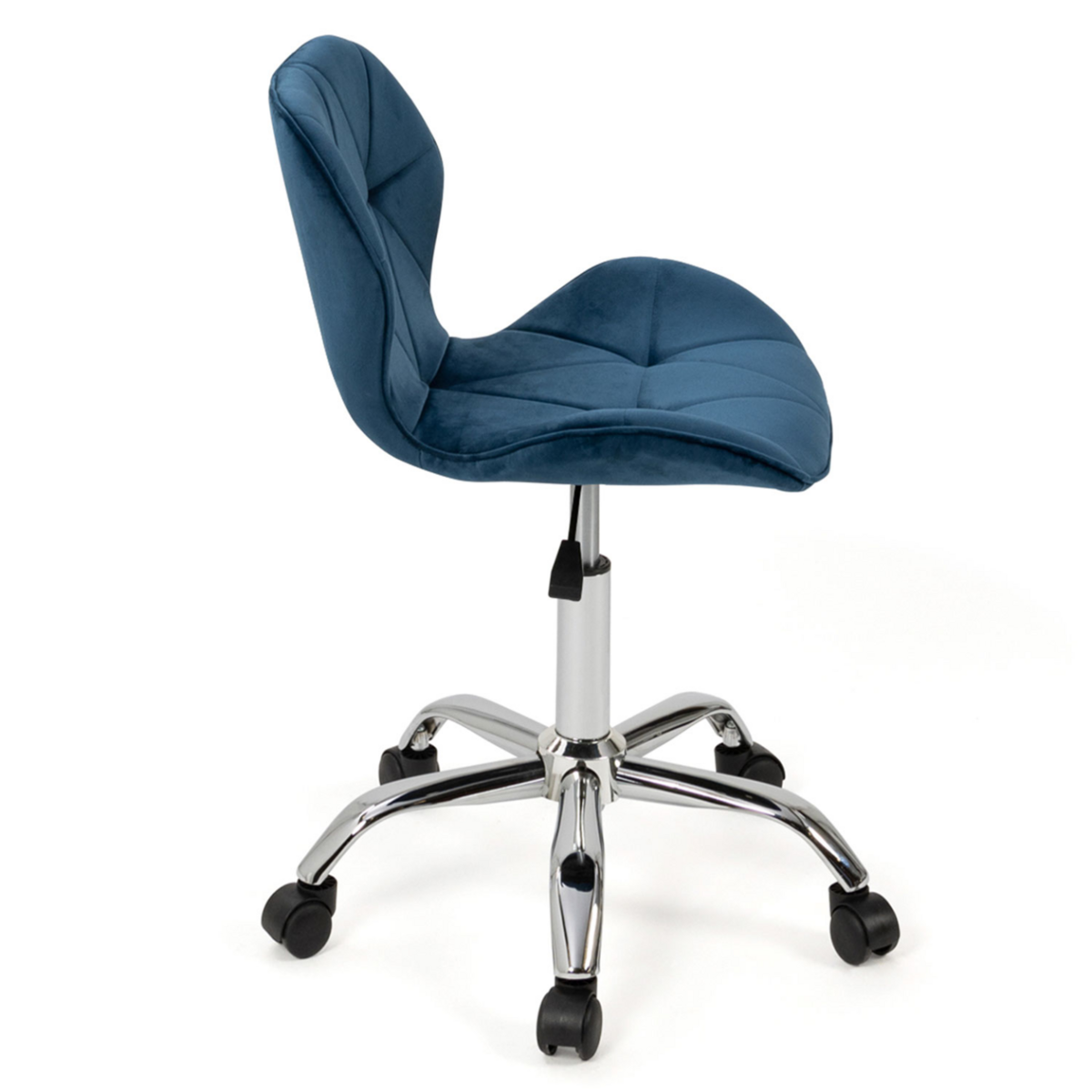 ID MARKET Chaise de bureau ROBINE velours bleu à roulettes