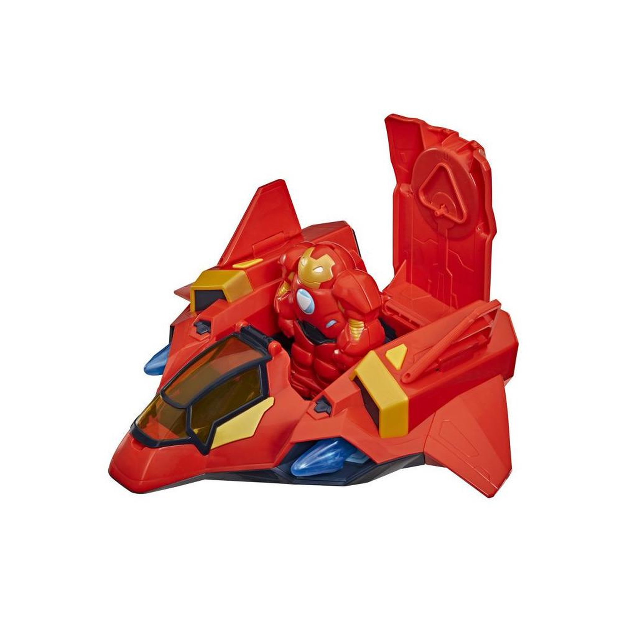 Voir la diapositive 3 : HASBRO Set véhicule jet armure géante iron man avec figurines 7,6 cm et accessoires, mech et avion, avec 2 figurines articulées