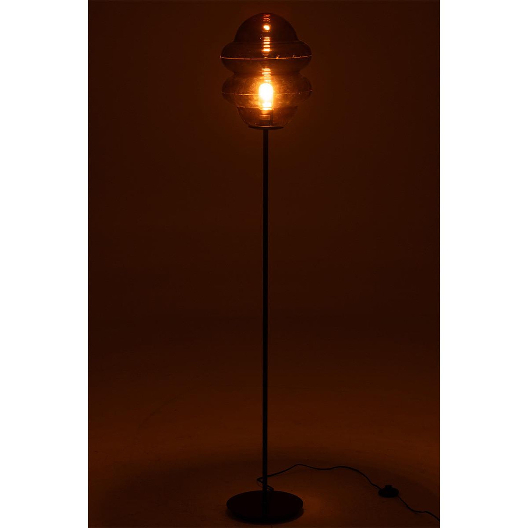 Voir la diapositive 3 : J-LINE Lampadaire en verre  cuillere miel  160cm marron