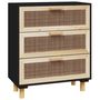 Voir la diapositive 2 : VIDAXL Buffet Noir 60x30x70 cm Bois de pin massif et rotin naturel