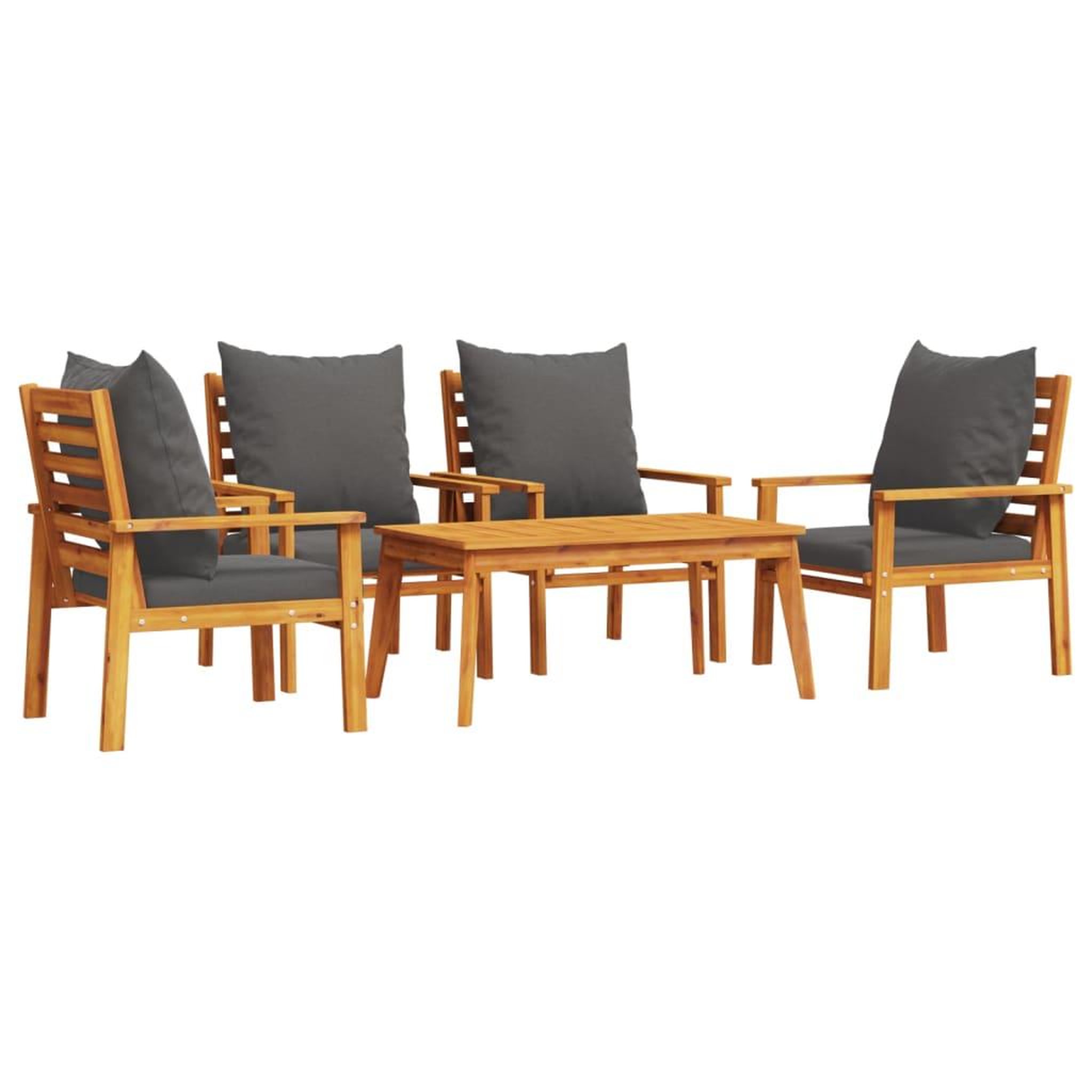 Voir la diapositive 2 : VIDAXL Salon de jardin avec coussins 5 pcs Bois d'acacia solide