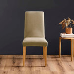 L3C Housse de chaise extensible en polyester gaufré coloris beige