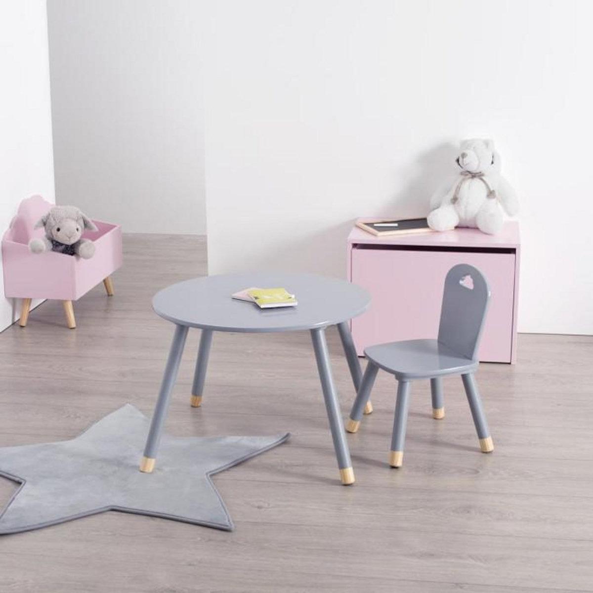 Atmosphera Kids Table Enfant Design  Douceur  60cm Gris