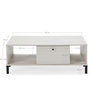 Voir la diapositive 4 : VS VENTA-STOCK Table Basse Javea 1 tiroir et 2 niches, Couleur Blanc et Bois, 100 cm Largeur
