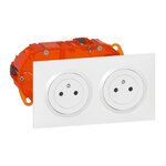 Legrand Kit double prise avec terre Dooxie, LEGRAND, blanc