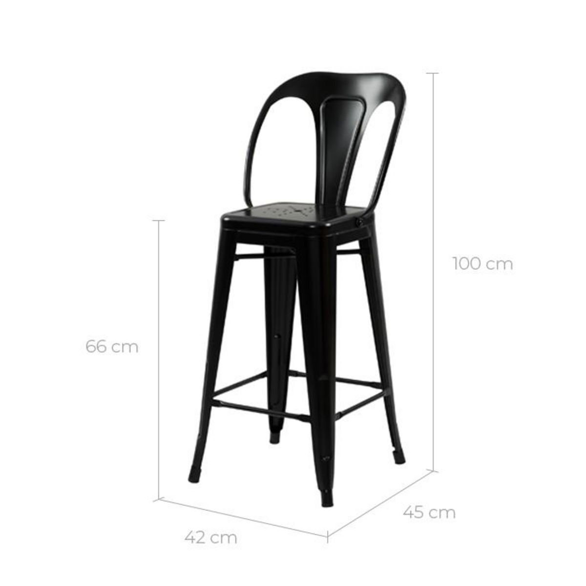 Rendez vous déco Lot de 2 chaises pour îlot central 67 cm en métal noir mat - Indus