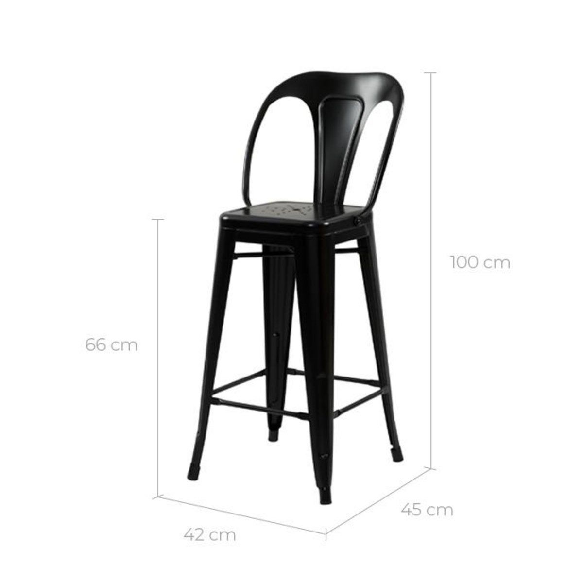 Rendez vous déco Lot de 2 chaises pour îlot central 67 cm en métal noir mat - Indus