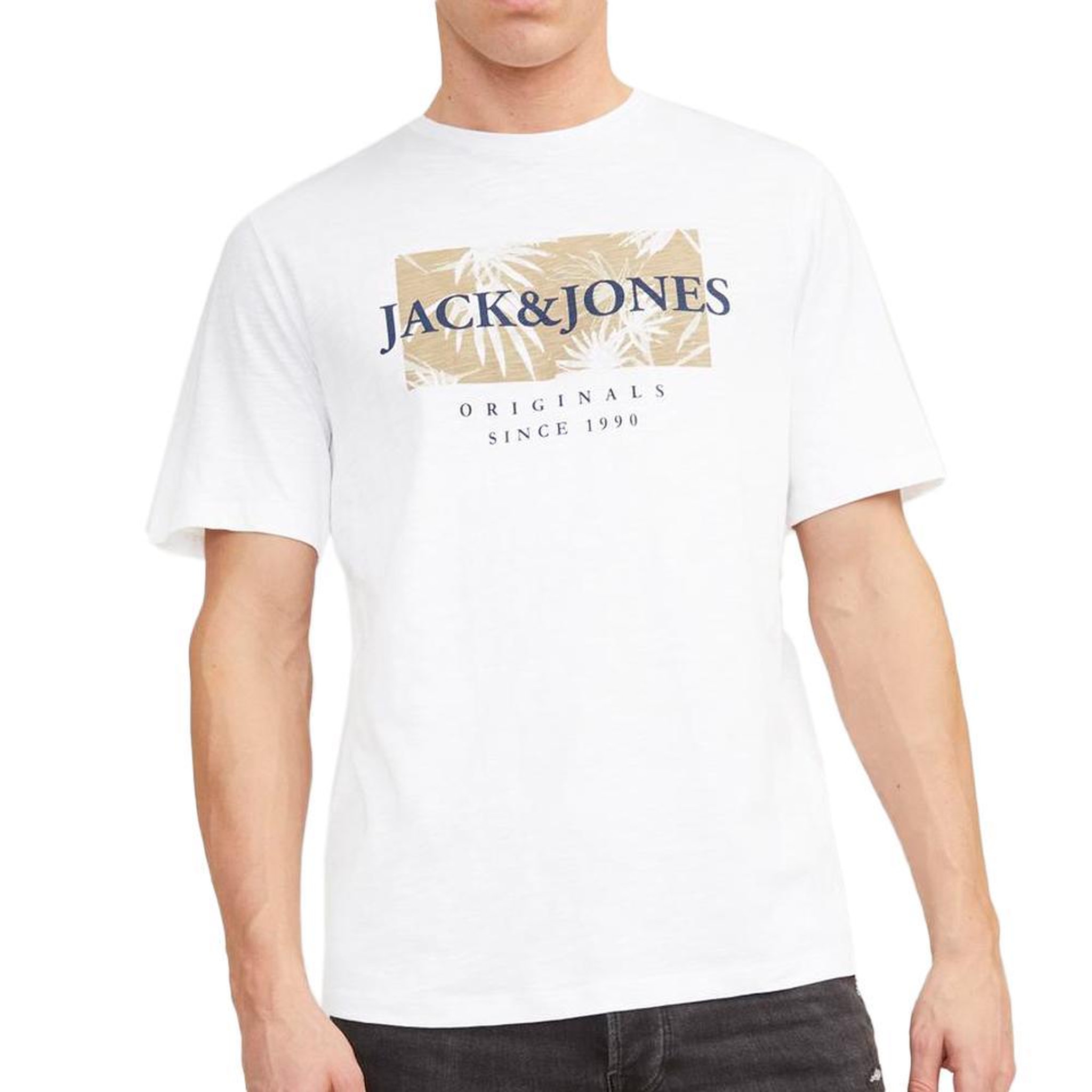Jack & Jones T-shirt Blanc Homme Jack & Jones 12255042. Coloris disponibles : Blanc