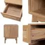 SWEEEK Table de chevet avec 1 tiroir et 1 niche effet bois et cannage. pieds eucalyptus