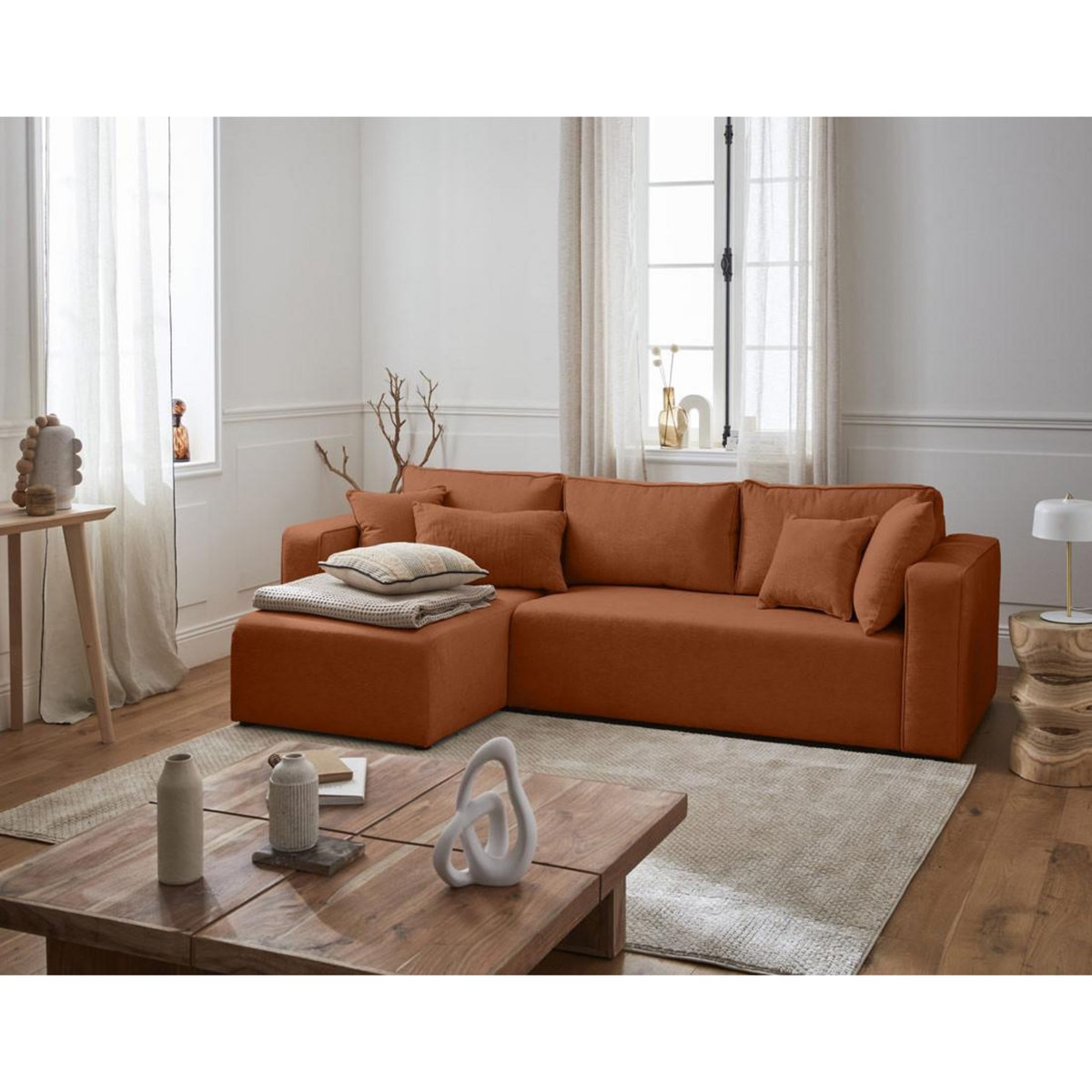 BEST MOBILIER Topaze - canapé d'angle réversible - 4 places - convertible avec coffre - en tissu