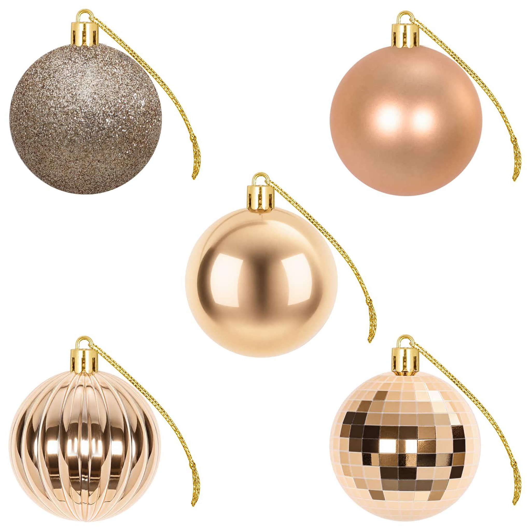 Voir la diapositive 5 : VIDAXL Ensemble de boules de Noël 75 pc Or rose 6 cm Polystyrene