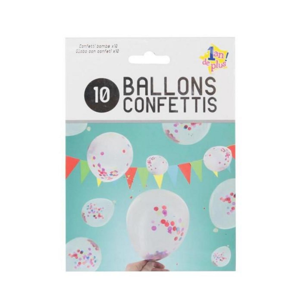 Paris Prix Lot de 10 Ballons  Confettis  4cm Multicolore