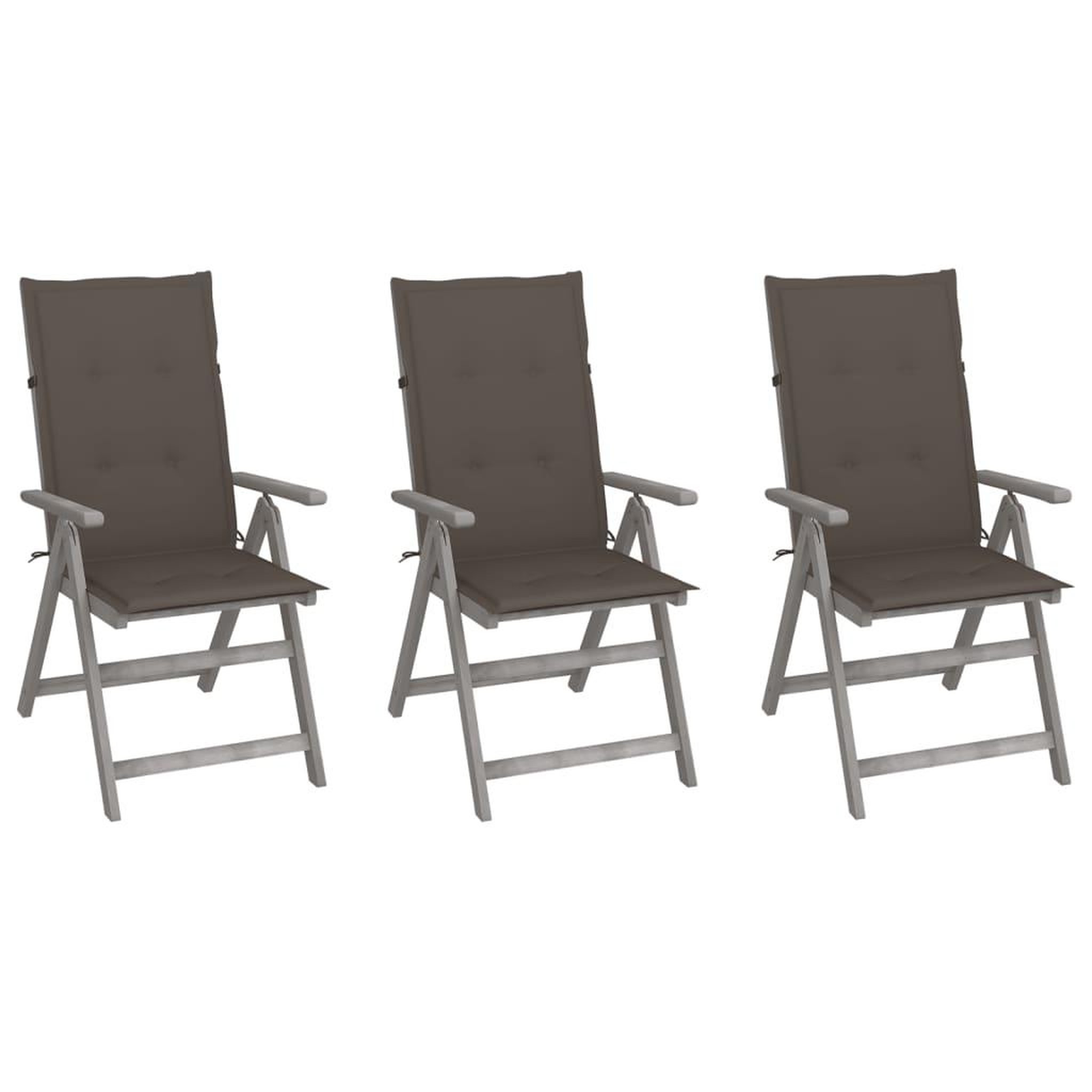 VIDAXL Chaises inclinables de jardin lot de 3 et coussins Bois acacia