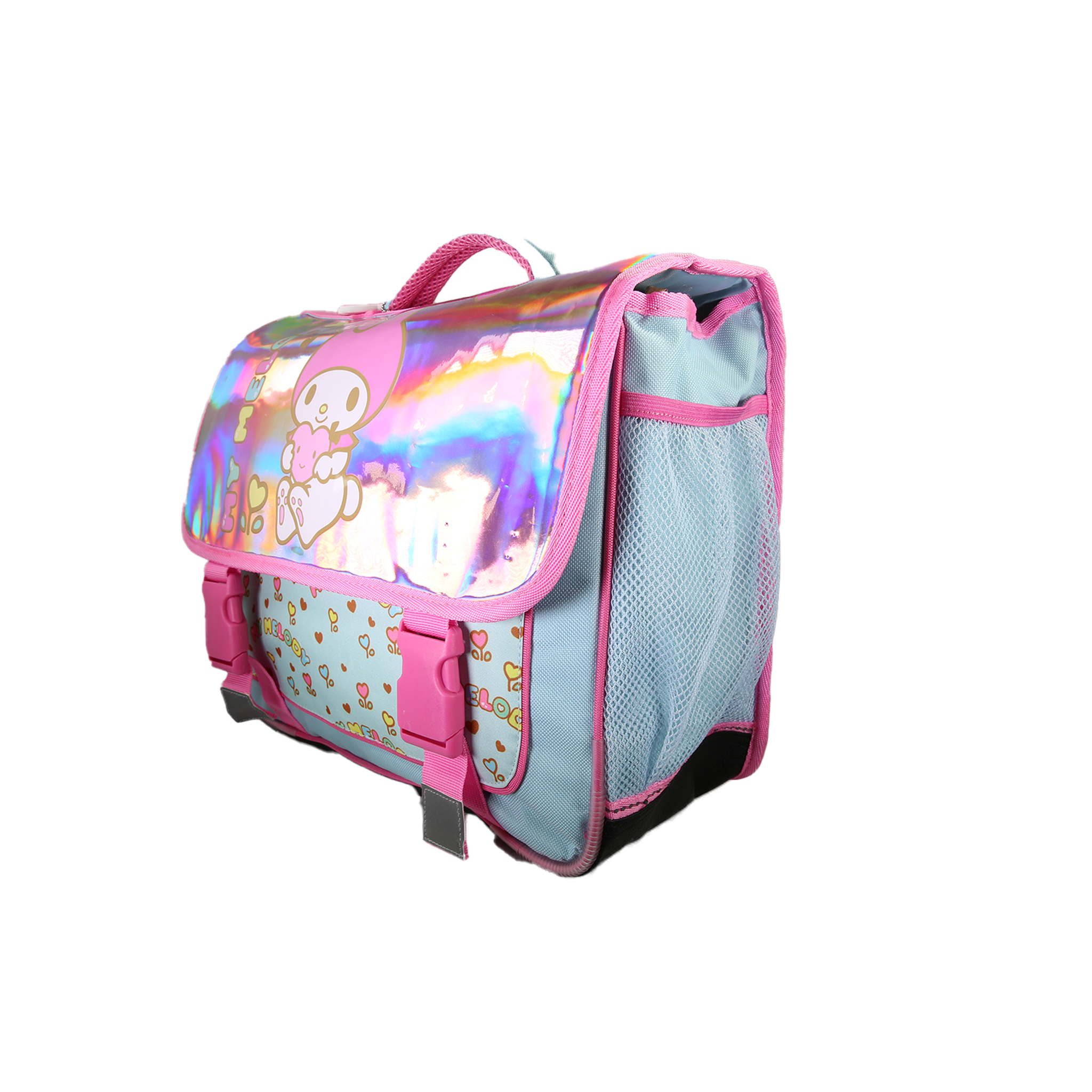 Voir la diapositive 2 : Bagtrotter MY MELODY - Cartable scolaire 38 cm BIRDY - Effet Holographique - Rose & Bleu - 2 compartiments