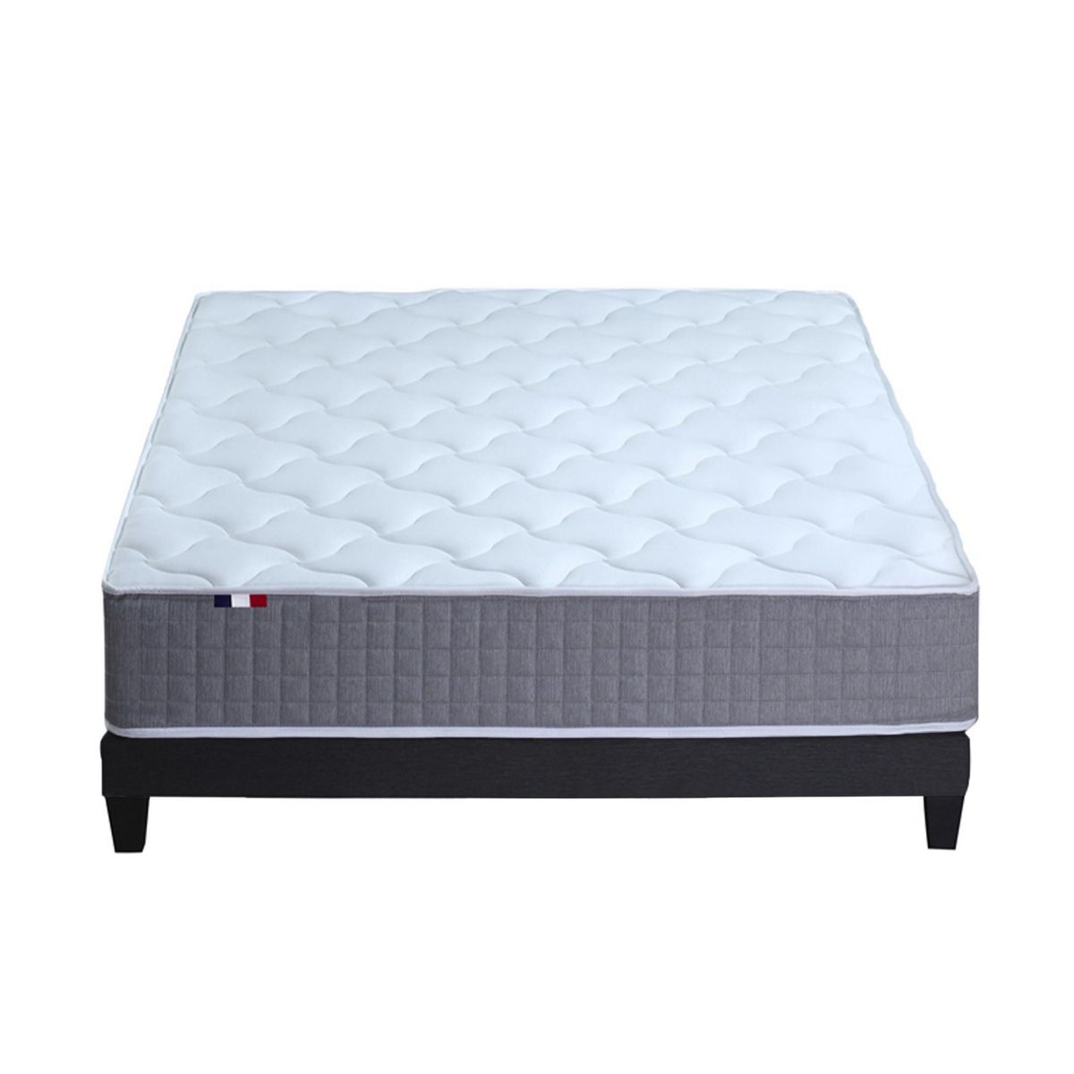IDLITERIE Ensemble Matelas Ressort 7 zones + Sommier Fabriqué en France MAX 160 x 200