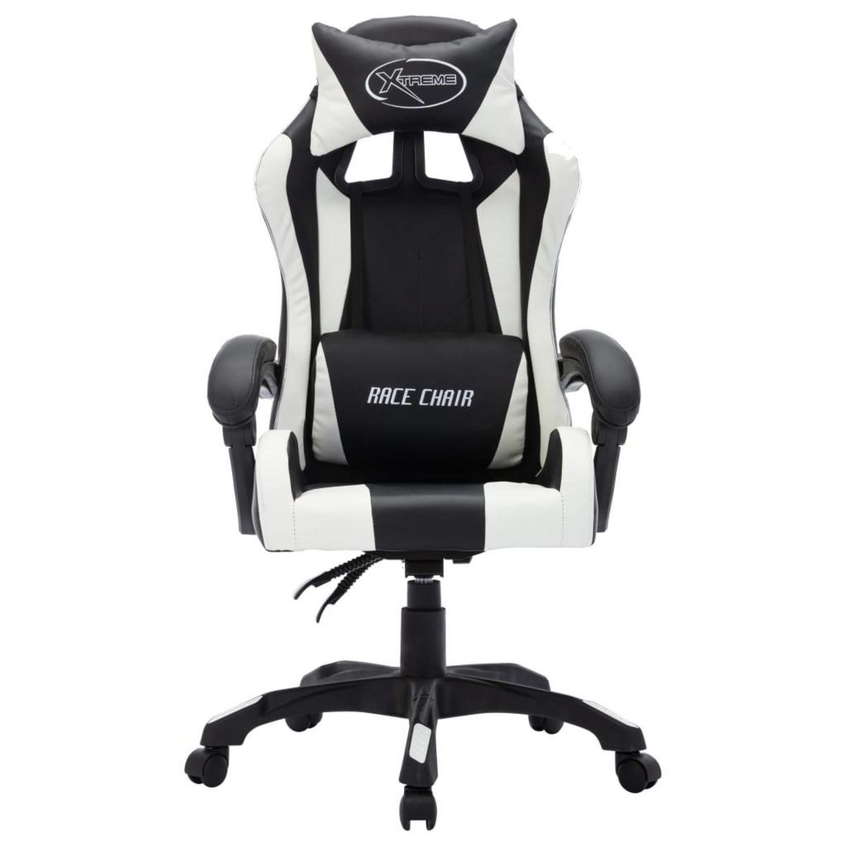VIDAXL Fauteuil de jeux video avec LED RVB Blanc et noir Similicuir
