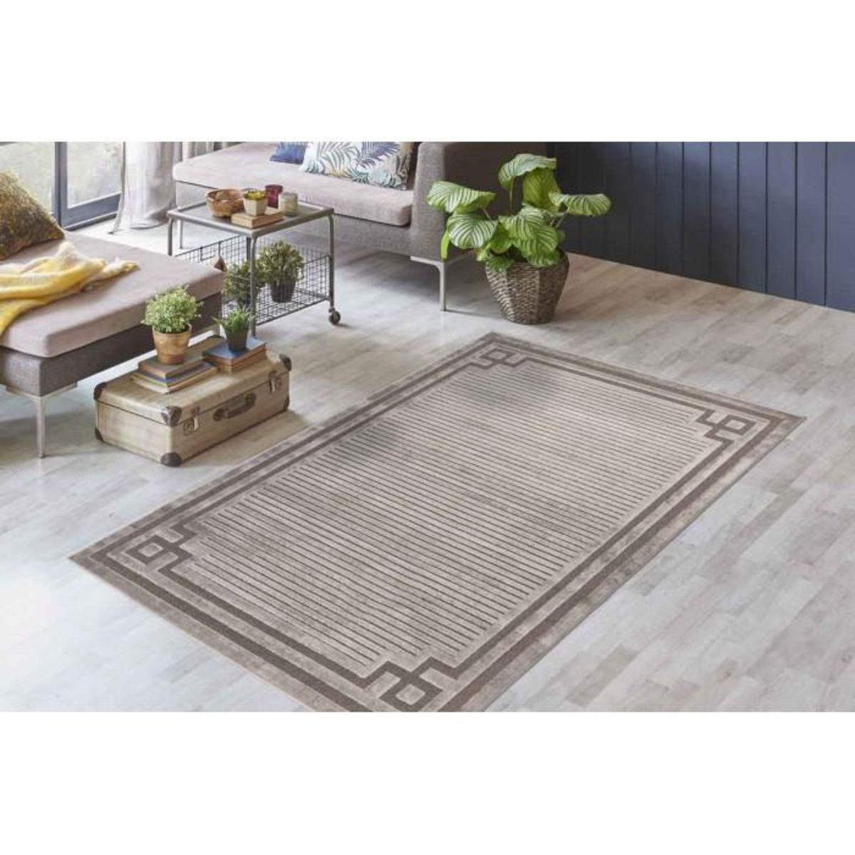 Paris Prix Tapis Tissé à Poils Courts Vintage  Madita  Gris