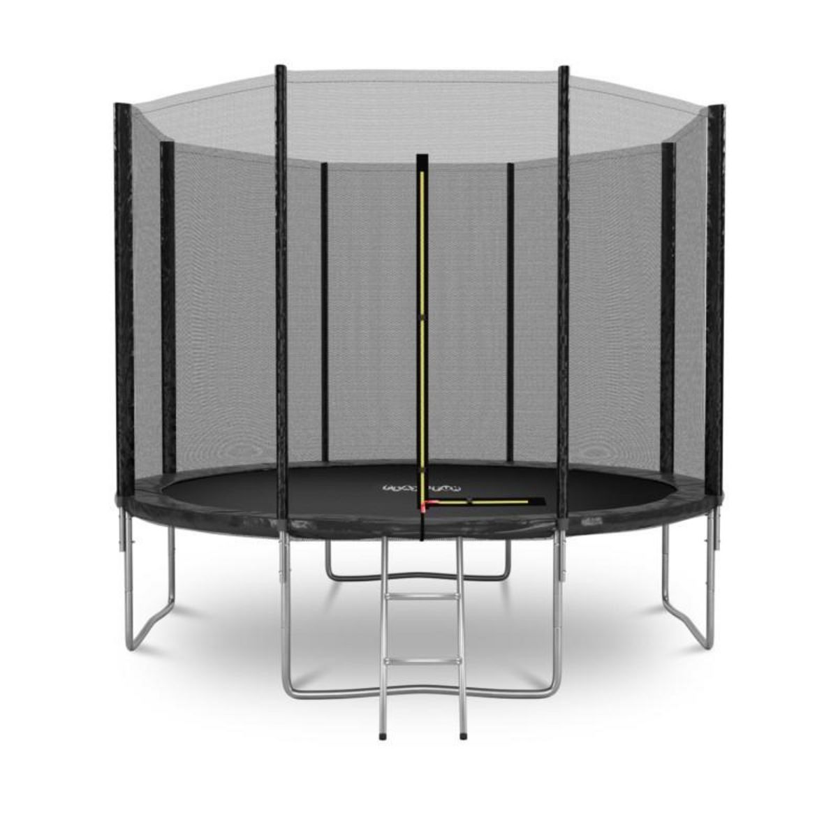 PLAY4FUN Trampoline de Jardin Deluxe 10FT ø305cm Noir - avec Filet de sécurité, Tapis de saut, Coussin de protection, Echelle