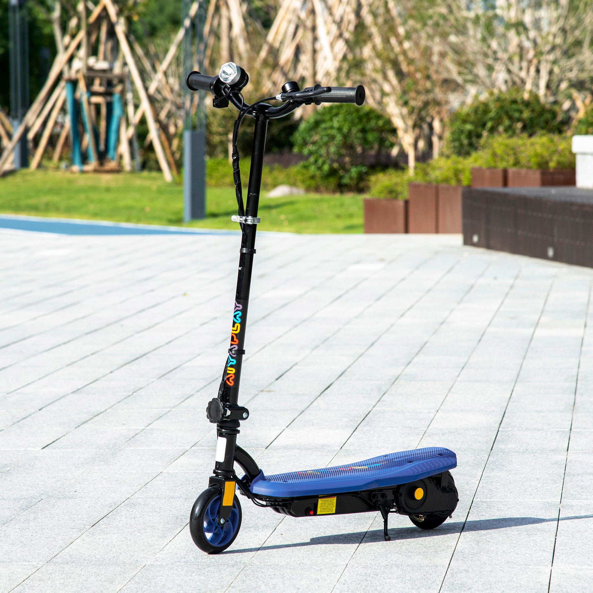 Voir la diapositive 2 : HOMCOM Trottinette électrique 120 W pliable pour enfant 7-14 ans 12 Km/h max. autonomie 10 Km max. bleu