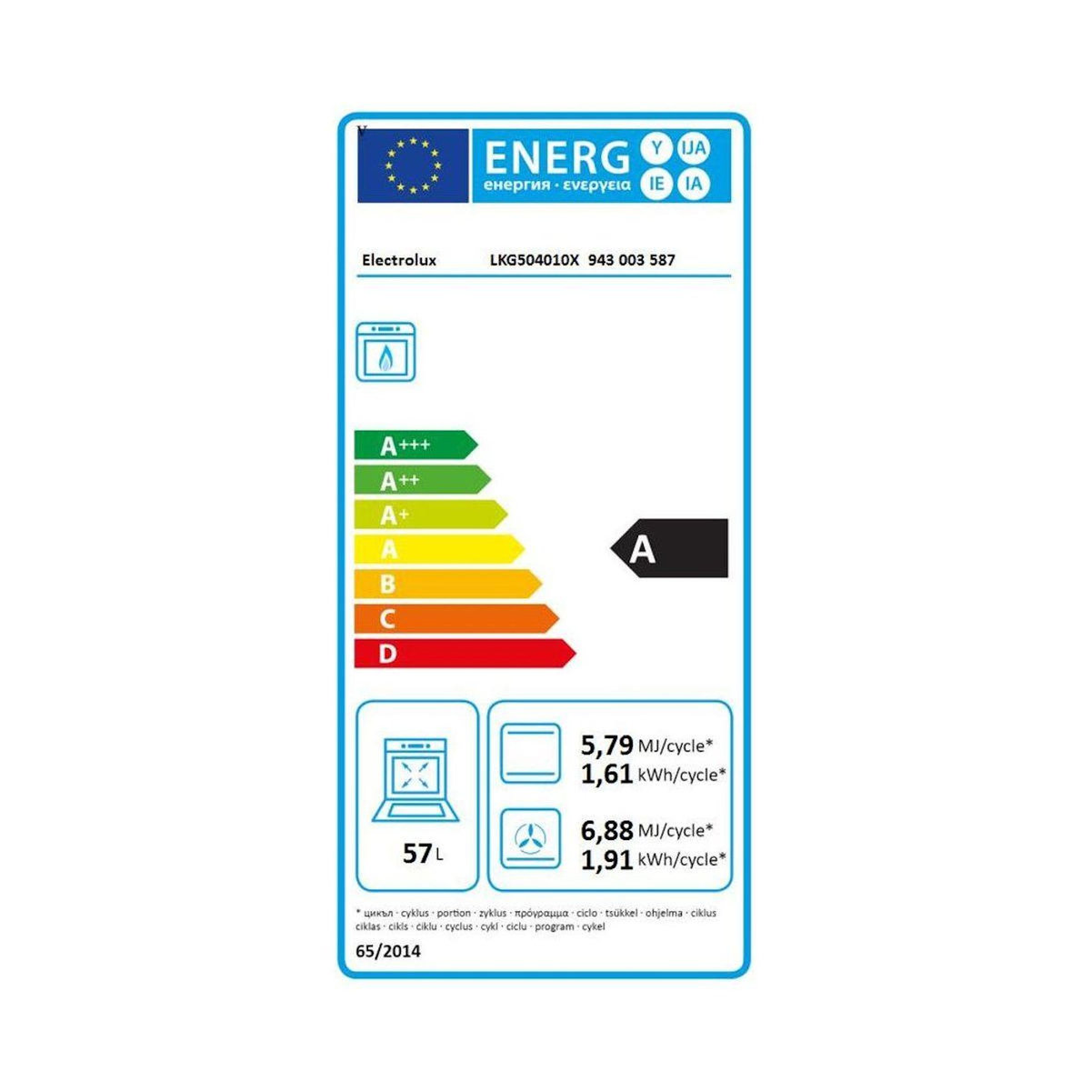 ELECTROLUX Cuisinière gaz LKG504010X
