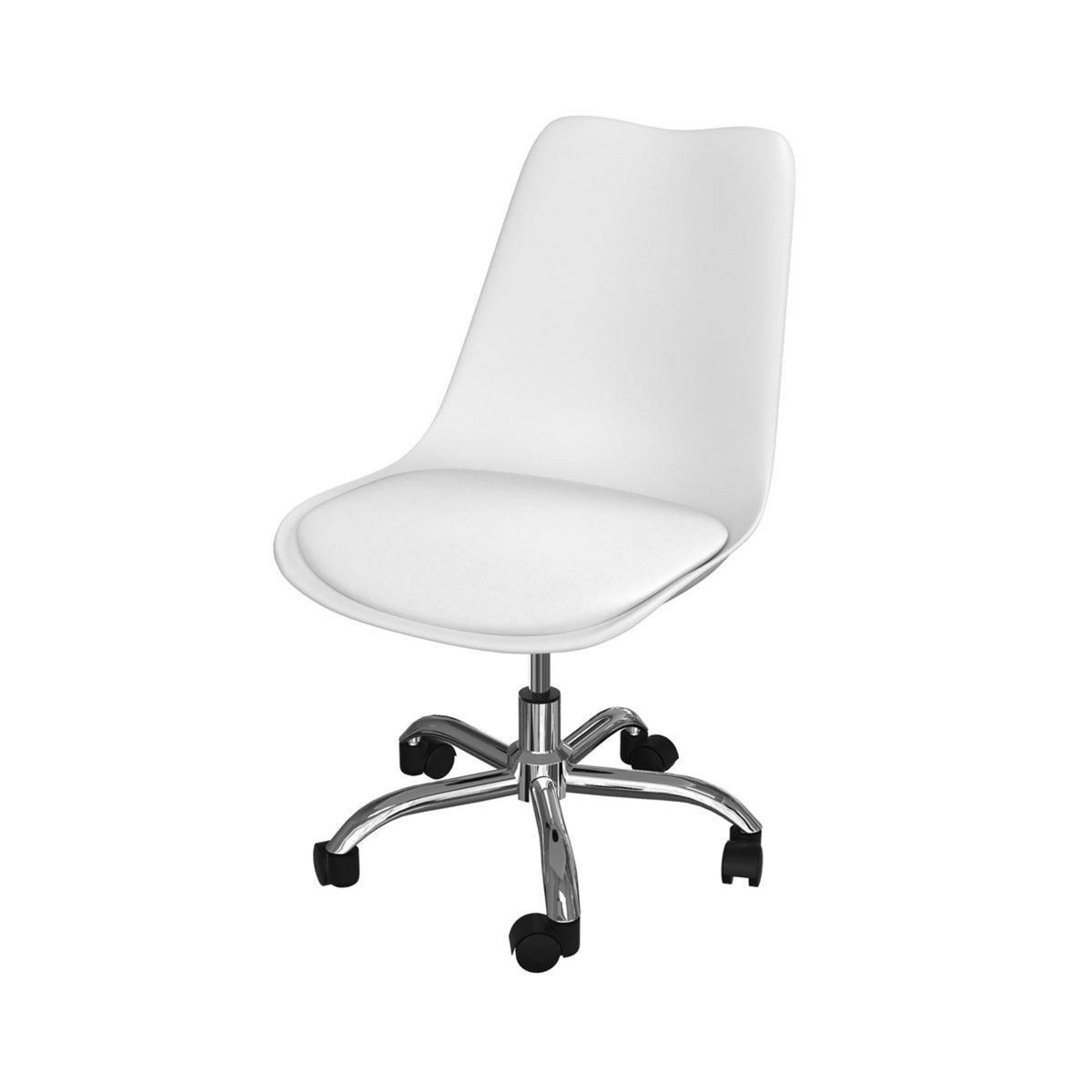 Rendez vous déco Chaise de bureau blanche sur roulettes - Skandi