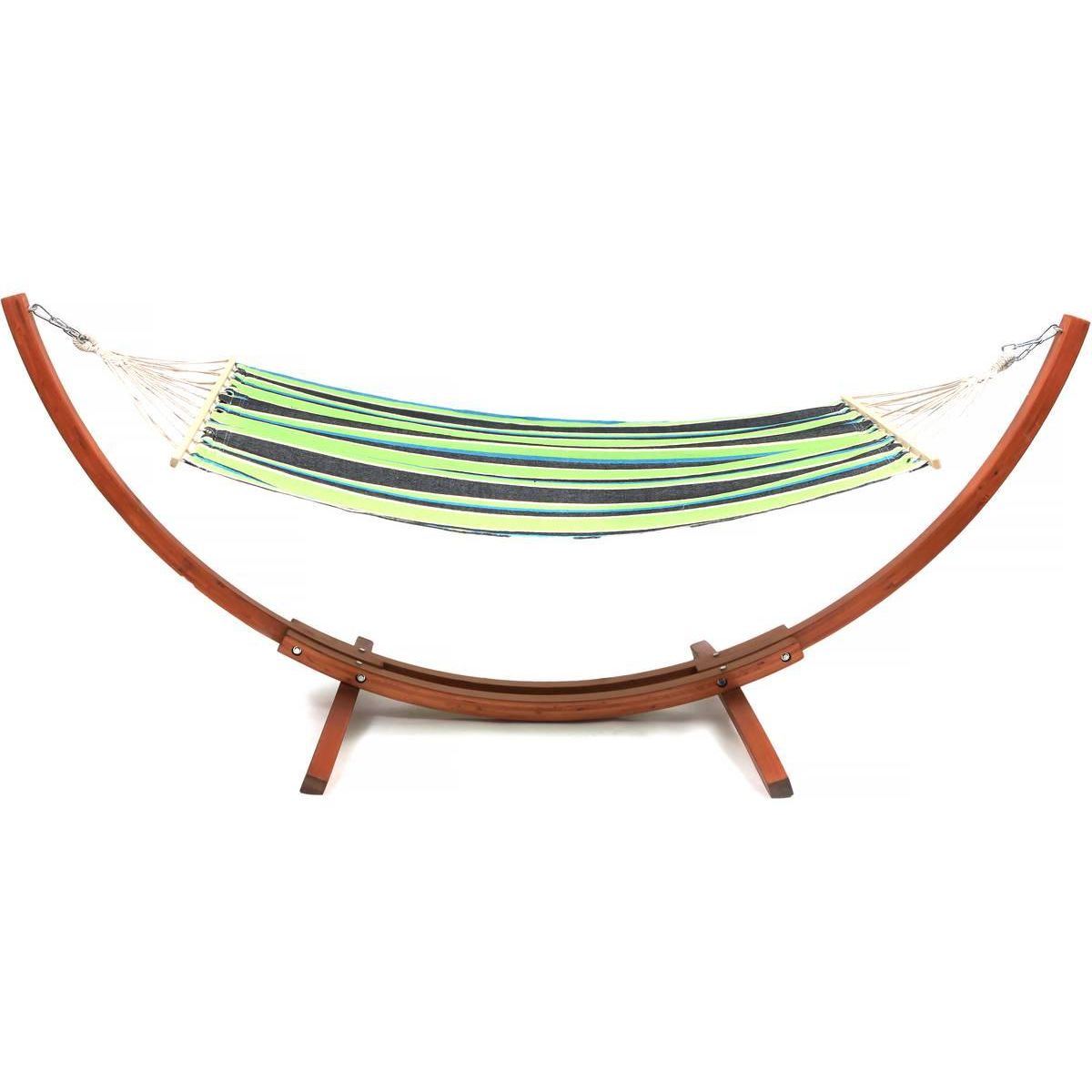 Habitat et Jardin Hamac bois avec toile en coton  Dallas  - 3 m - Vert mélangé