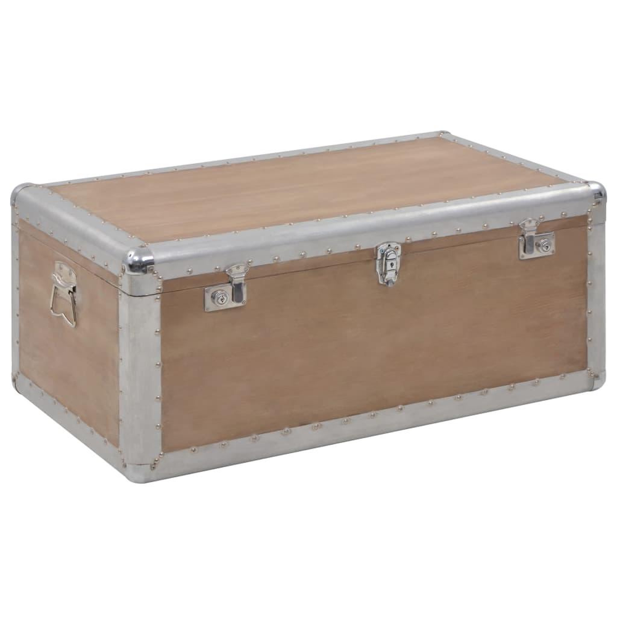 VIDAXL Boîte de rangement bois de sapin massif 91x52x40 cm marron