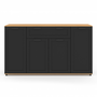 Voir la diapositive 3 : ID MARKET Buffet 140 cm VITO 4 portes et 1 tiroir noir et bois