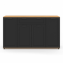 Voir la diapositive 3 : ID MARKET Buffet 140 cm VITO 4 portes et 1 tiroir noir et bois