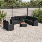 VIDAXL Salon de jardin 10 pcs avec coussins noir resine tressee