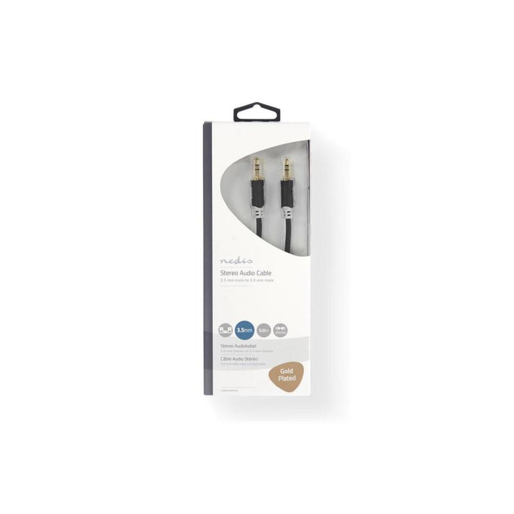 Voir la diapositive 3 : NEDIS Câble audio stéréo | 3.5 mm Mâle | 3.5 mm Mâle | Plaqué or | 5.00 m NEDIS - CABW22000AT50