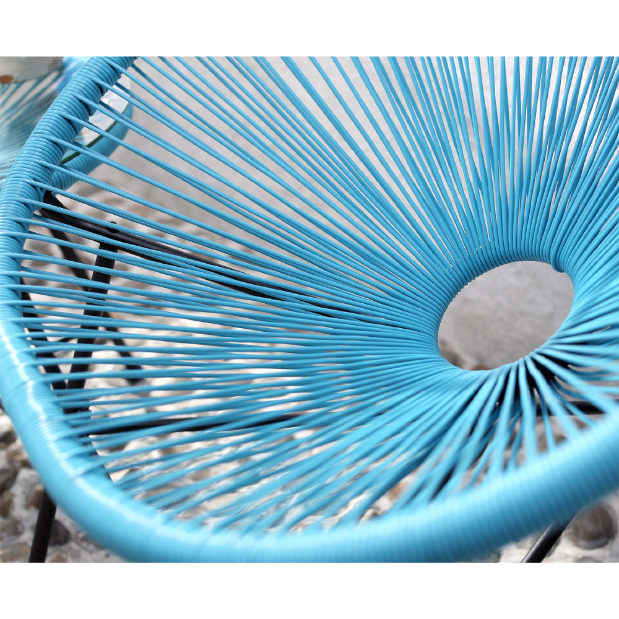 Voir la diapositive 5 : CONCEPT USINE Salon de jardin 2 fauteuils ronds et table basse bleu acapulco