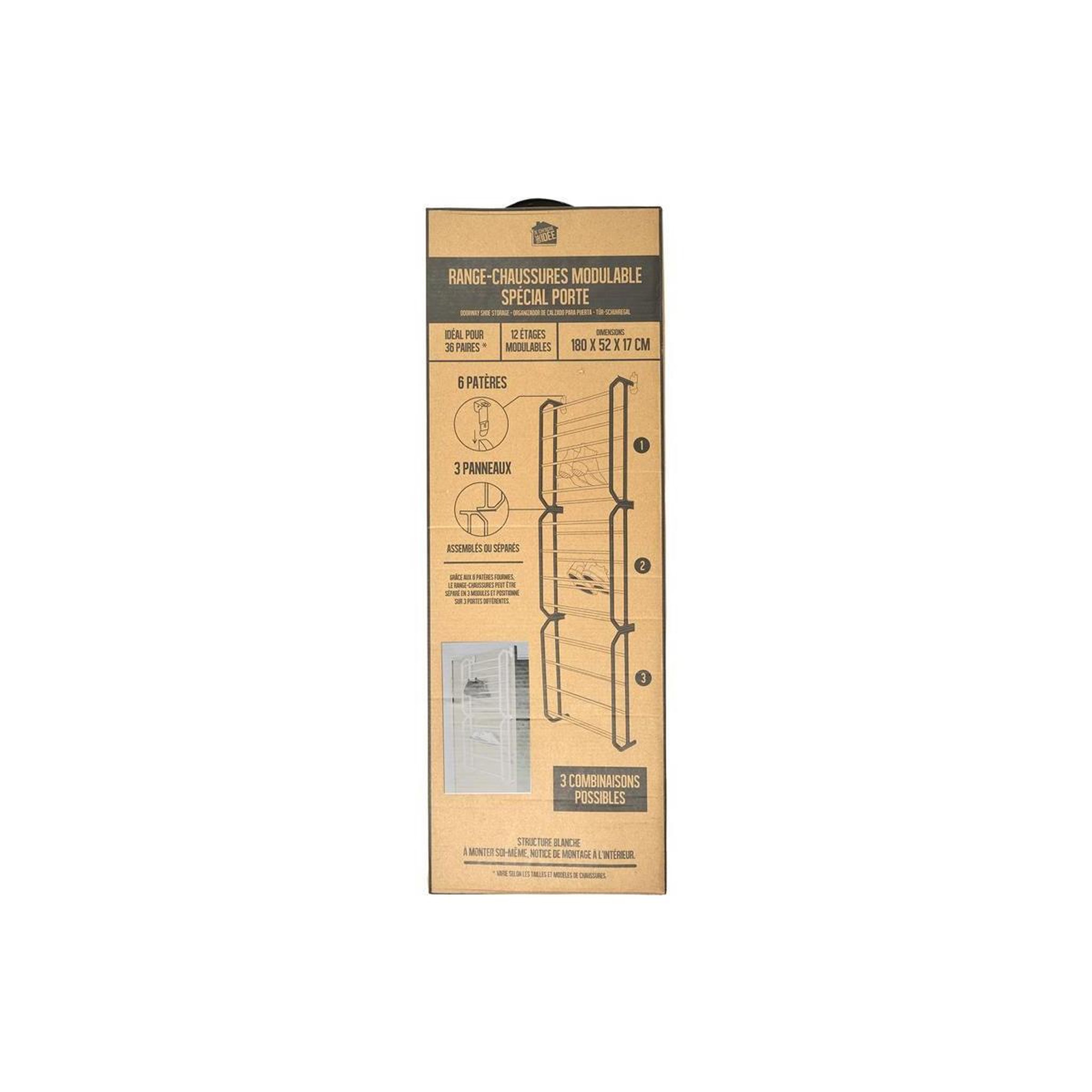 Voir la diapositive 2 : Je cherche une idee Range-chaussures de porte  36 paires  180cm blanc