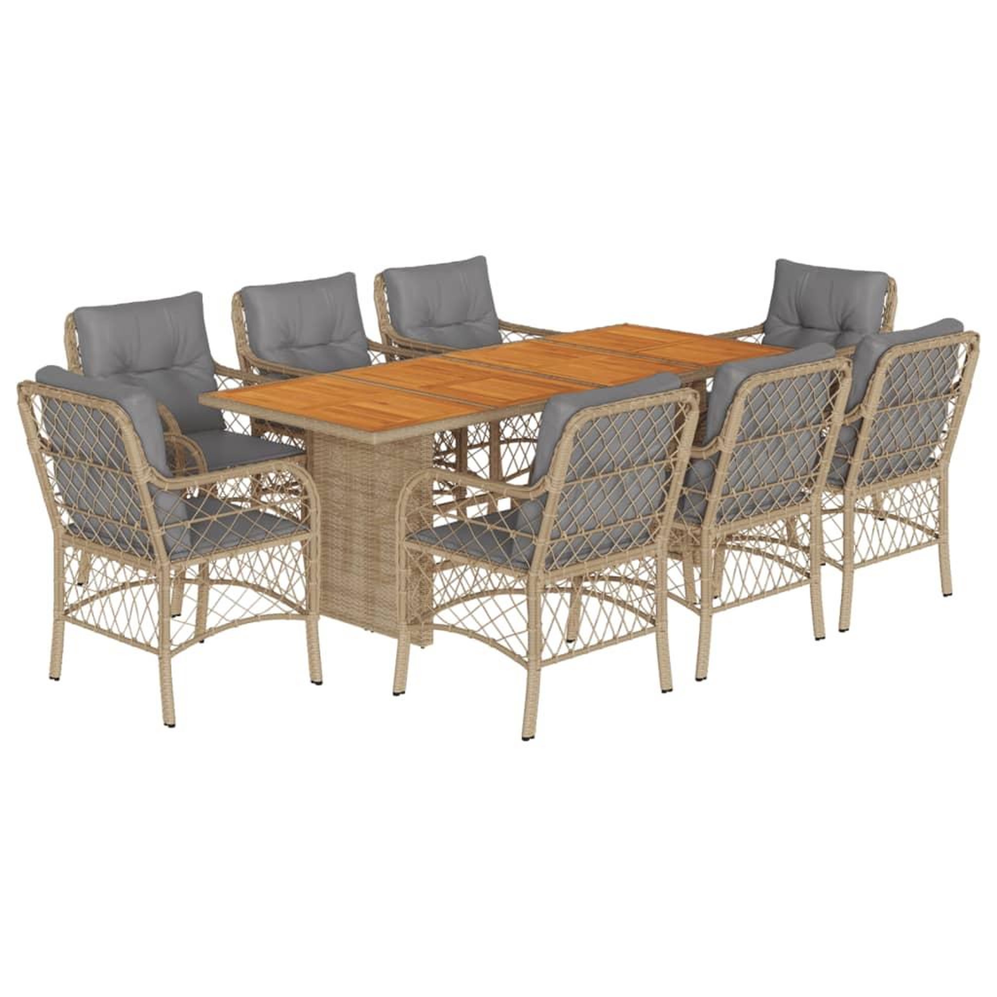 Voir la diapositive 2 : VIDAXL Ensemble a manger de jardin et coussins 9 pcs melange beige