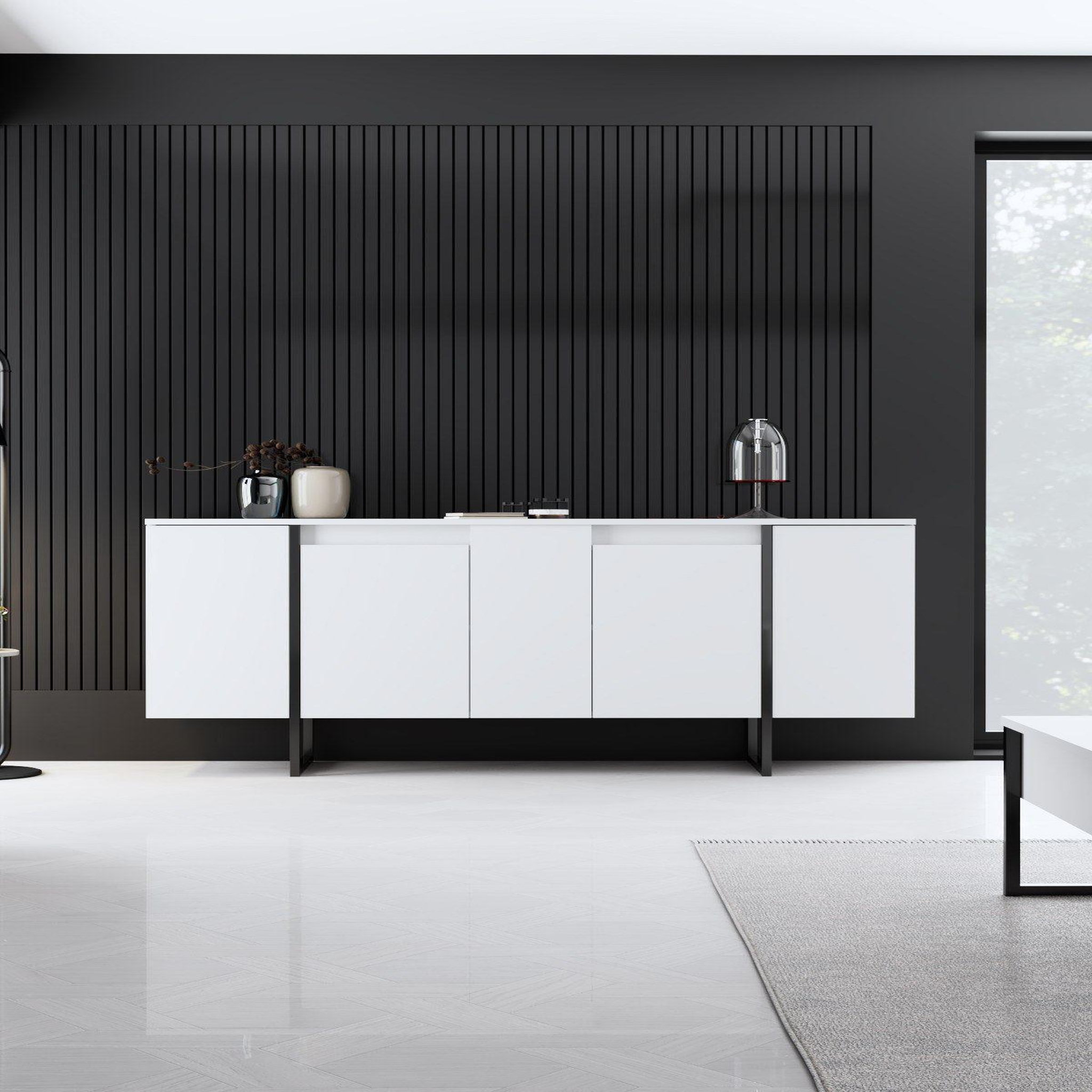 Voir la diapositive 4 : Habitat et Jardin Buffet en bois  Luxe  - 160 x 35 x 80 cm - Blanc