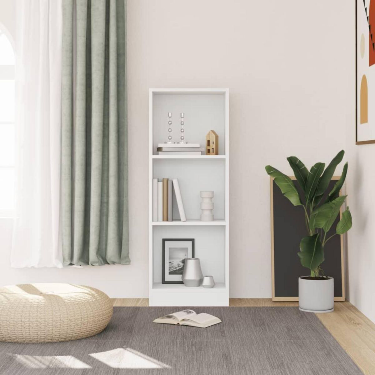 VIDAXL Bibliotheque a 3 niveaux blanc 40x24x109 cm bois d'ingenierie