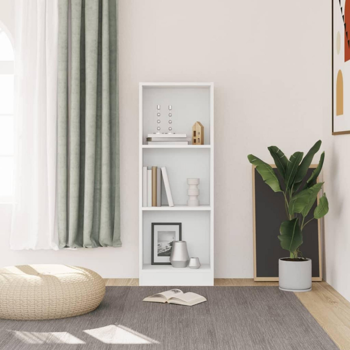 VIDAXL Bibliotheque a 3 niveaux blanc 40x24x109 cm bois d'ingenierie